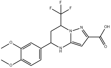 5-(3,4-dimethoxyphenyl)-7-(trifluoromethyl)-4,5,6,7-tetrahydropyrazolo[1,5-a]pyrimidine-2-carboxylic acid 结构式