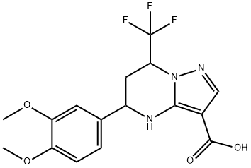 5-(3,4-dimethoxyphenyl)-7-(trifluoromethyl)-4,5,6,7-tetrahydropyrazolo[1,5-a]pyrimidine-3-carboxylic acid 结构式