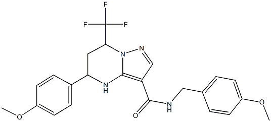 N-(4-methoxybenzyl)-5-(4-methoxyphenyl)-7-(trifluoromethyl)-4,5,6,7-tetrahydropyrazolo[1,5-a]pyrimidine-3-carboxamide 结构式