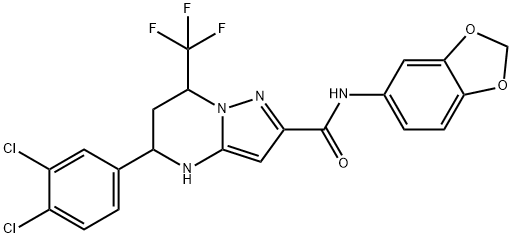 N-(1,3-benzodioxol-5-yl)-5-(3,4-dichlorophenyl)-7-(trifluoromethyl)-4,5,6,7-tetrahydropyrazolo[1,5-a]pyrimidine-2-carboxamide 结构式