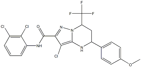 3-chloro-N-(2,3-dichlorophenyl)-5-(4-methoxyphenyl)-7-(trifluoromethyl)-4,5,6,7-tetrahydropyrazolo[1,5-a]pyrimidine-2-carboxamide 结构式