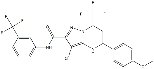 3-chloro-5-(4-methoxyphenyl)-7-(trifluoromethyl)-N-[3-(trifluoromethyl)phenyl]-4,5,6,7-tetrahydropyrazolo[1,5-a]pyrimidine-2-carboxamide 结构式