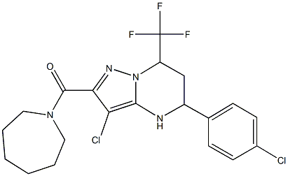 2-(azepan-1-ylcarbonyl)-3-chloro-5-(4-chlorophenyl)-7-(trifluoromethyl)-4,5,6,7-tetrahydropyrazolo[1,5-a]pyrimidine 结构式