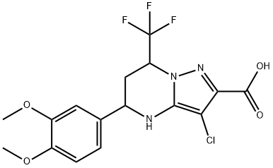 3-chloro-5-(3,4-dimethoxyphenyl)-7-(trifluoromethyl)-4,5,6,7-tetrahydropyrazolo[1,5-a]pyrimidine-2-carboxylic acid 结构式