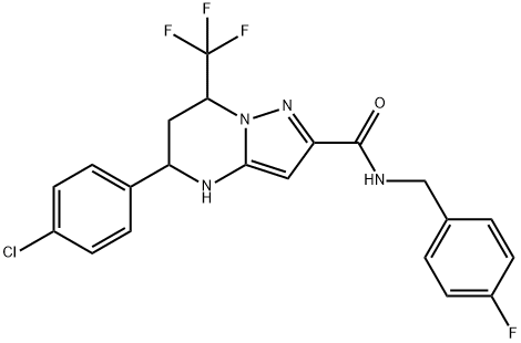 5-(4-chlorophenyl)-N-(4-fluorobenzyl)-7-(trifluoromethyl)-4,5,6,7-tetrahydropyrazolo[1,5-a]pyrimidine-2-carboxamide 结构式