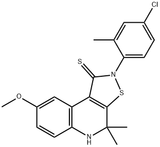 2-(4-chloro-2-methylphenyl)-8-methoxy-4,4-dimethyl-4,5-dihydroisothiazolo[5,4-c]quinoline-1(2H)-thione 结构式