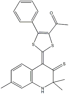 1-[5-phenyl-2-(2,2,7-trimethyl-3-thioxo-2,3-dihydro-4(1H)-quinolinylidene)-1,3-dithiol-4-yl]ethanone 结构式