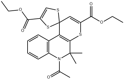 diethyl 6'-acetyl-5',5'-dimethyl-5',6'-dihydrospiro[1,3-dithiole-2,1'-(1'H)-thiopyrano[2,3-c]quinoline]-3',4-dicarboxylate 结构式