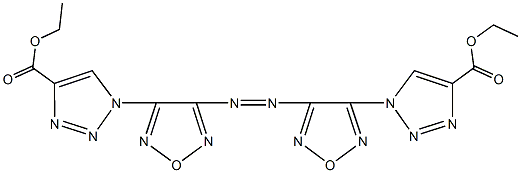 ethyl 1-[4-({4-[4-(ethoxycarbonyl)-1H-1,2,3-triazol-1-yl]-1,2,5-oxadiazol-3-yl}diazenyl)-1,2,5-oxadiazol-3-yl]-1H-1,2,3-triazole-4-carboxylate 结构式