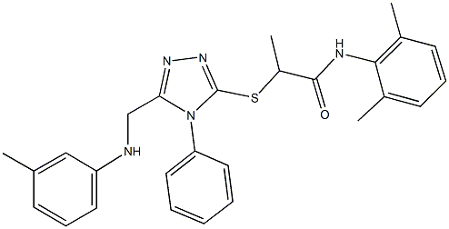 N-(2,6-dimethylphenyl)-2-{[4-phenyl-5-(3-toluidinomethyl)-4H-1,2,4-triazol-3-yl]sulfanyl}propanamide 结构式
