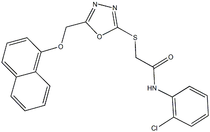 N-(2-chlorophenyl)-2-({5-[(1-naphthyloxy)methyl]-1,3,4-oxadiazol-2-yl}sulfanyl)acetamide 结构式