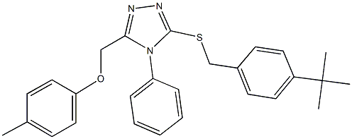 3-[(4-tert-butylbenzyl)sulfanyl]-5-[(4-methylphenoxy)methyl]-4-phenyl-4H-1,2,4-triazole 结构式