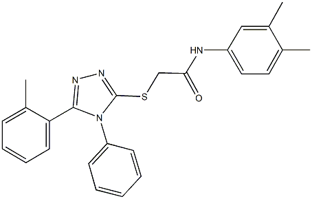 N-(3,4-dimethylphenyl)-2-{[5-(2-methylphenyl)-4-phenyl-4H-1,2,4-triazol-3-yl]sulfanyl}acetamide 结构式