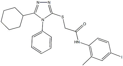 2-[(5-cyclohexyl-4-phenyl-4H-1,2,4-triazol-3-yl)sulfanyl]-N-(4-iodo-2-methylphenyl)acetamide 结构式