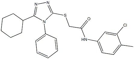 N-(3-chloro-4-methylphenyl)-2-[(5-cyclohexyl-4-phenyl-4H-1,2,4-triazol-3-yl)sulfanyl]acetamide 结构式