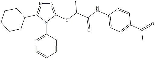 N-(4-acetylphenyl)-2-[(5-cyclohexyl-4-phenyl-4H-1,2,4-triazol-3-yl)sulfanyl]propanamide 结构式