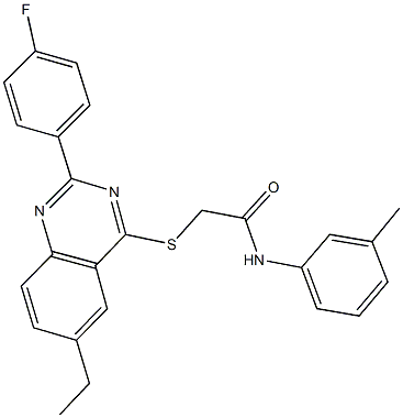 2-{[6-ethyl-2-(4-fluorophenyl)-4-quinazolinyl]sulfanyl}-N-(3-methylphenyl)acetamide 结构式