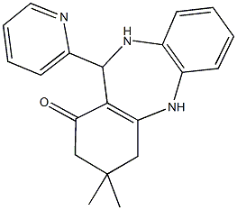 3,3-dimethyl-11-(2-pyridinyl)-2,3,4,5,10,11-hexahydro-1H-dibenzo[b,e][1,4]diazepin-1-one 结构式