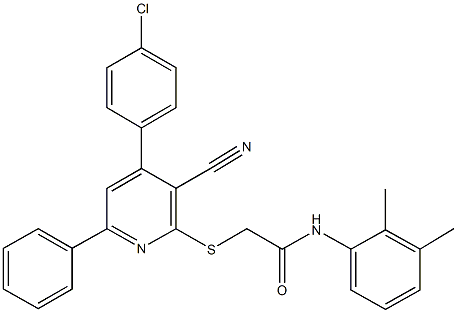 2-{[4-(4-chlorophenyl)-3-cyano-6-phenyl-2-pyridinyl]sulfanyl}-N-(2,3-dimethylphenyl)acetamide 结构式