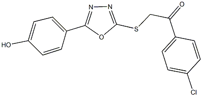 1-(4-chlorophenyl)-2-{[5-(4-hydroxyphenyl)-1,3,4-oxadiazol-2-yl]sulfanyl}ethanone 结构式