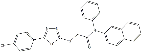 2-{[5-(4-chlorophenyl)-1,3,4-oxadiazol-2-yl]sulfanyl}-N-(2-naphthyl)-N-phenylacetamide 结构式