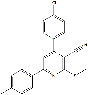 4-(4-chlorophenyl)-6-(4-methylphenyl)-2-(methylsulfanyl)nicotinonitrile 结构式