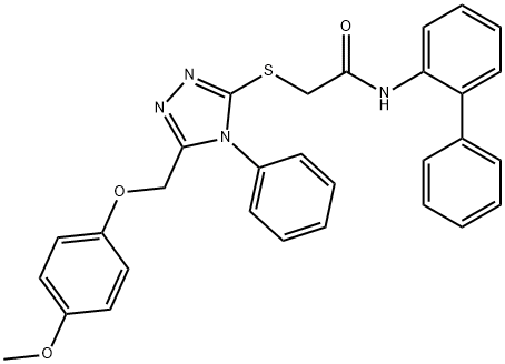 N-[1,1'-biphenyl]-2-yl-2-({5-[(4-methoxyphenoxy)methyl]-4-phenyl-4H-1,2,4-triazol-3-yl}sulfanyl)acetamide 结构式