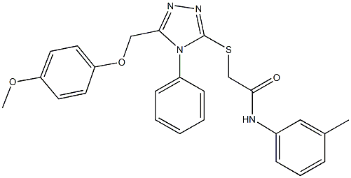 2-({5-[(4-methoxyphenoxy)methyl]-4-phenyl-4H-1,2,4-triazol-3-yl}sulfanyl)-N-(3-methylphenyl)acetamide 结构式