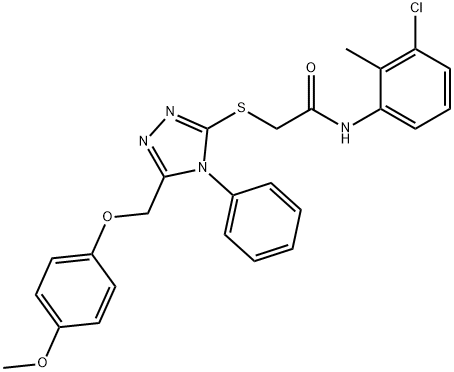 N-(3-chloro-2-methylphenyl)-2-({5-[(4-methoxyphenoxy)methyl]-4-phenyl-4H-1,2,4-triazol-3-yl}sulfanyl)acetamide 结构式