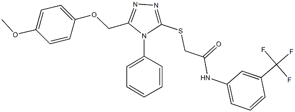 2-({5-[(4-methoxyphenoxy)methyl]-4-phenyl-4H-1,2,4-triazol-3-yl}sulfanyl)-N-[3-(trifluoromethyl)phenyl]acetamide 结构式