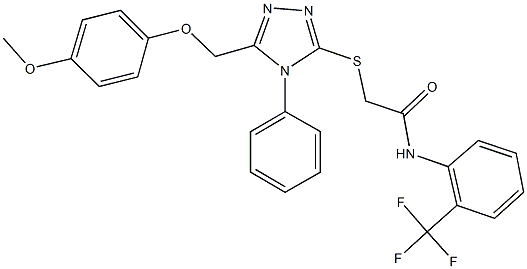 2-({5-[(4-methoxyphenoxy)methyl]-4-phenyl-4H-1,2,4-triazol-3-yl}sulfanyl)-N-[2-(trifluoromethyl)phenyl]acetamide 结构式