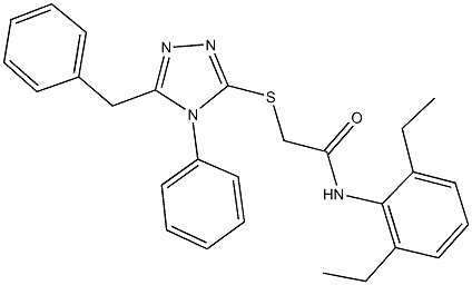 2-[(5-benzyl-4-phenyl-4H-1,2,4-triazol-3-yl)sulfanyl]-N-(2,6-diethylphenyl)acetamide 结构式