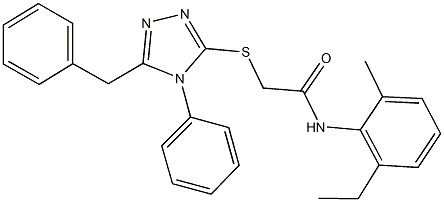 2-[(5-benzyl-4-phenyl-4H-1,2,4-triazol-3-yl)sulfanyl]-N-(2-ethyl-6-methylphenyl)acetamide 结构式