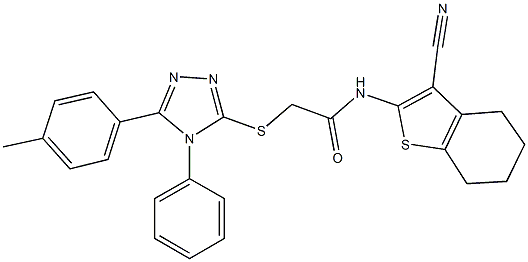 N-(3-cyano-4,5,6,7-tetrahydro-1-benzothien-2-yl)-2-{[5-(4-methylphenyl)-4-phenyl-4H-1,2,4-triazol-3-yl]sulfanyl}acetamide 结构式