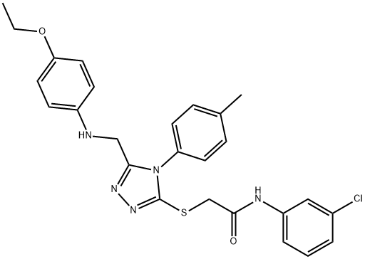 N-(3-chlorophenyl)-2-{[5-[(4-ethoxyanilino)methyl]-4-(4-methylphenyl)-4H-1,2,4-triazol-3-yl]sulfanyl}acetamide 结构式