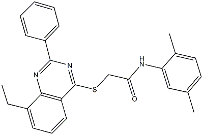 N-(2,5-dimethylphenyl)-2-[(8-ethyl-2-phenyl-4-quinazolinyl)sulfanyl]acetamide 结构式