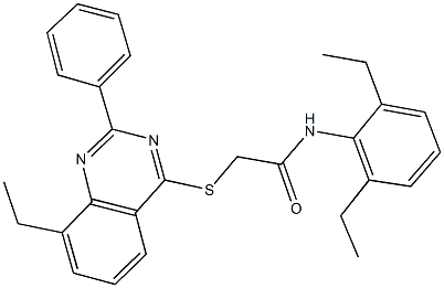 N-(2,6-diethylphenyl)-2-[(8-ethyl-2-phenyl-4-quinazolinyl)sulfanyl]acetamide 结构式