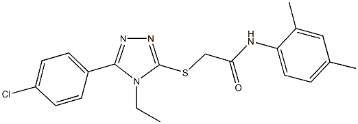 2-{[5-(4-chlorophenyl)-4-ethyl-4H-1,2,4-triazol-3-yl]sulfanyl}-N-(2,4-dimethylphenyl)acetamide 结构式