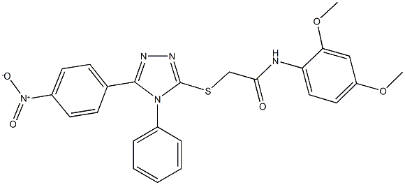 N-[2,4-bis(methyloxy)phenyl]-2-[(5-{4-nitrophenyl}-4-phenyl-4H-1,2,4-triazol-3-yl)sulfanyl]acetamide 结构式