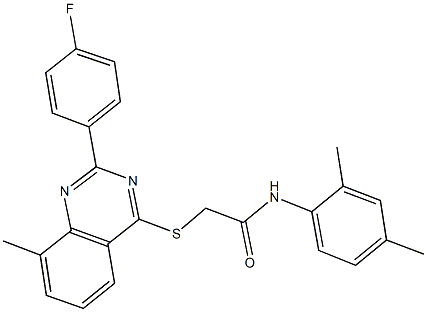 N-(2,4-dimethylphenyl)-2-{[2-(4-fluorophenyl)-8-methyl-4-quinazolinyl]sulfanyl}acetamide 结构式