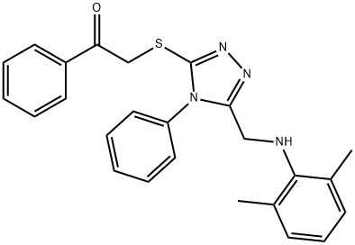 2-({5-[(2,6-dimethylanilino)methyl]-4-phenyl-4H-1,2,4-triazol-3-yl}sulfanyl)-1-phenylethanone 结构式