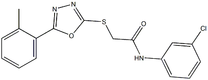 N-(3-chlorophenyl)-2-{[5-(2-methylphenyl)-1,3,4-oxadiazol-2-yl]sulfanyl}acetamide 结构式