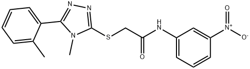 N-{3-nitrophenyl}-2-{[4-methyl-5-(2-methylphenyl)-4H-1,2,4-triazol-3-yl]sulfanyl}acetamide 结构式