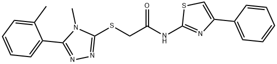 2-{[4-methyl-5-(2-methylphenyl)-4H-1,2,4-triazol-3-yl]sulfanyl}-N-(4-phenyl-1,3-thiazol-2-yl)acetamide 结构式