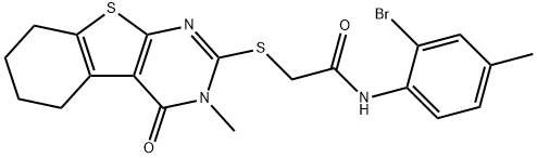 N-(2-bromo-4-methylphenyl)-2-[(3-methyl-4-oxo-3,4,5,6,7,8-hexahydro[1]benzothieno[2,3-d]pyrimidin-2-yl)sulfanyl]acetamide 结构式