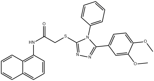 2-{[5-(3,4-dimethoxyphenyl)-4-phenyl-4H-1,2,4-triazol-3-yl]sulfanyl}-N-(1-naphthyl)acetamide 结构式