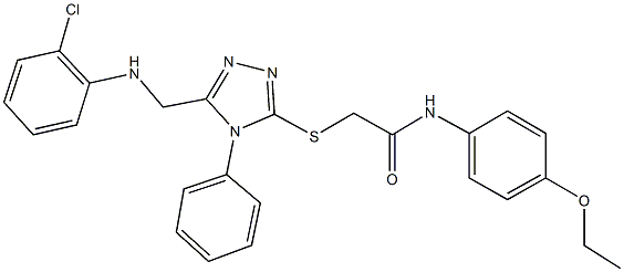 2-({5-[(2-chloroanilino)methyl]-4-phenyl-4H-1,2,4-triazol-3-yl}sulfanyl)-N-(4-ethoxyphenyl)acetamide 结构式