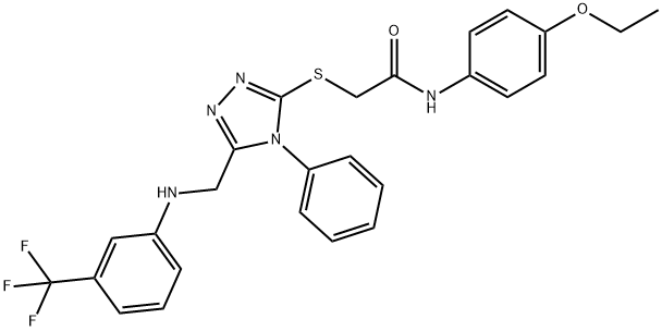 N-(4-ethoxyphenyl)-2-[(4-phenyl-5-{[3-(trifluoromethyl)anilino]methyl}-4H-1,2,4-triazol-3-yl)sulfanyl]acetamide 结构式