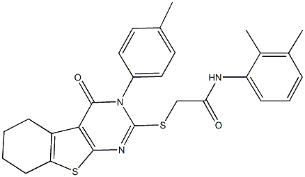 N-(2,3-dimethylphenyl)-2-{[3-(4-methylphenyl)-4-oxo-3,4,5,6,7,8-hexahydro[1]benzothieno[2,3-d]pyrimidin-2-yl]sulfanyl}acetamide 结构式