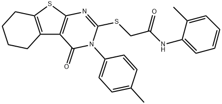 N-(2-methylphenyl)-2-{[3-(4-methylphenyl)-4-oxo-3,4,5,6,7,8-hexahydro[1]benzothieno[2,3-d]pyrimidin-2-yl]sulfanyl}acetamide 结构式